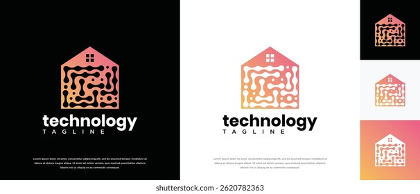 Diseño de logo de tecnología para el hogar. Plantilla de logotipo de tecnología inteligente para el hogar. Icono de símbolo de logotipo de Tecnología