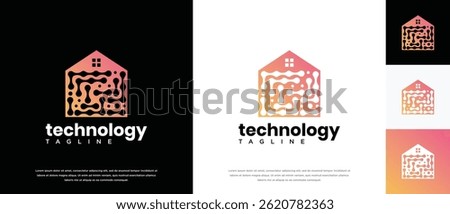 Home technology logo design. Smart home technology logo template. Technology logo symbol icon