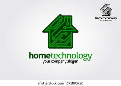 Home Technology Vector Logo Template. This Logo Is Suitable For Chip, Home, Technology, Science, It, Electronics, Software, Digital, Engineering, House Plan, Building, Property Logos.