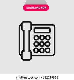 Home Telephone Vector Icon, The outlined symbol of stationary phone. Simple, modern flat vector illustration for mobile app, website or desktop app 