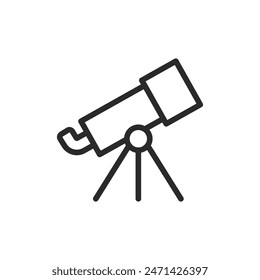 Home telescope, linear style icon. Stargazing. Editable stroke width