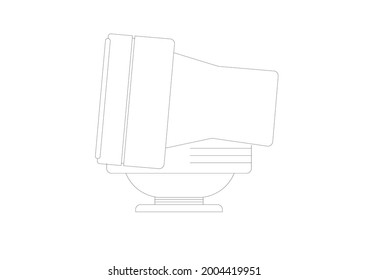 Home television sketch vector design from the side