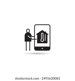 Heimtemperaturregelung über Smartphone-Symbol, Vektorgrafik