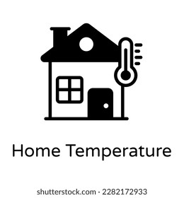 Home temperature icon in editable solid design 
