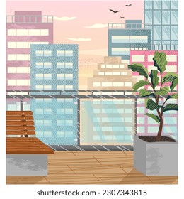 Home terrace interior flat vector apartment patio