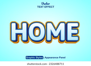 home text effect with blue graphic style and editable.
