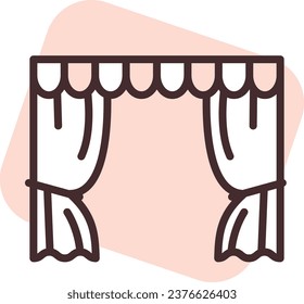 Home textile curtain, illustration or icon, vector on white background.