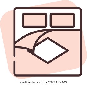 Home textile double bed cloth, illustration or icon, vector on white background.
