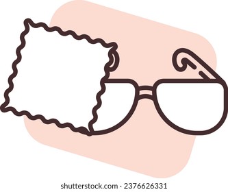 Home textile eyeglasses cleaning cloth, illustration or icon, vector on white background.