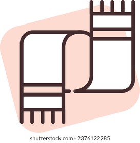 Home textile long table cloth, illustration or icon, vector on white background.