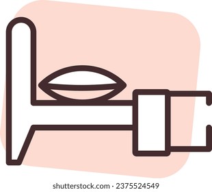 Home textile single bed, illustration or icon, vector on white background.