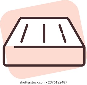 Home textile thick mattress, illustration or icon, vector on white background.