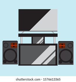 Home theater concept with TV vector illustration and music speakers isolated
