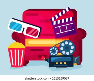 home theater concept vector illustration in flat style