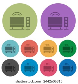 Home theater darker flat icons on color round background
