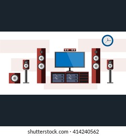 Home theater, Flat design Vector Illustrator