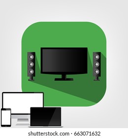 Home theater. Flat design. Vector illustration.