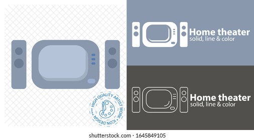 Home theater flat icon. line icon