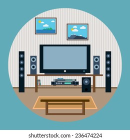 Home theater flat vector illustration