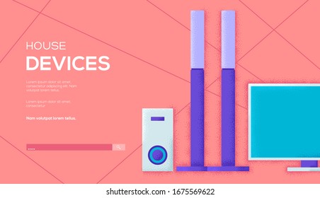 Home theater flyer, web banner, ui header, enter site. Invitation concept background. Layout illustration modern slider page