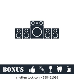 Home theater icon flat. Vector illustration symbol and bonus pictogram