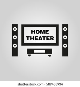 Home theater icon. TV, movie symbol. Flat design. Stock - Vector illustration