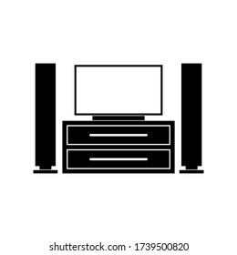 Home Theater icon, TV sign design. TV Stand. Video Player, Video box,Game Console.