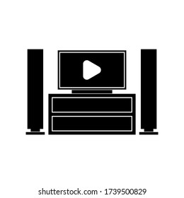 Home Theater icon, TV sign design. TV Stand. Video Player, Video box,Game Console.