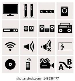 Home theater icons with White Background