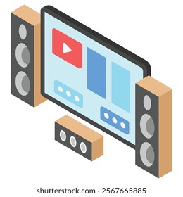 Home Theater isometric 3d, Vector EPS 10 for print, digital UI, UX kit, web, app for business, electronic, smart home, technology