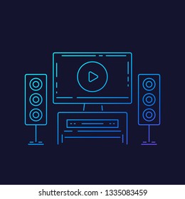 home theater, linear vector icon