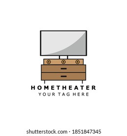 Home Theater Logo Color Vector Illustration Design