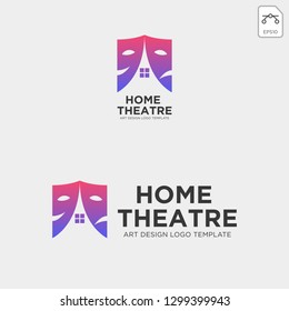 home theater mask actor logo template vector icon element