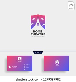 home theater mask actor logo template vector icon element