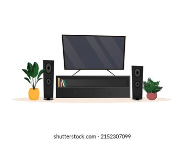 Home theater mockup for concept design. Isolated background. Vector concept
