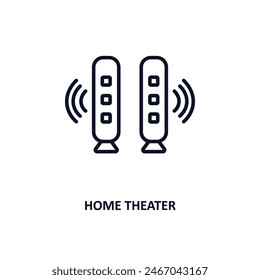 home theater outline icon.  Thin line icon from cinema collection. Editable vector isolated on white background