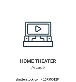 Home theater outline vector icon. Thin line black home theater icon, flat vector simple element illustration from editable entertainment concept isolated on white background