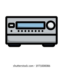 Icono de receptor de cine en casa. Contorno de negrita editable con diseño de relleno de color. Ilustración vectorial.