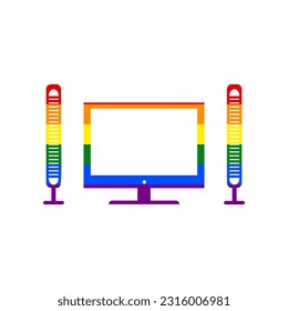 Home theater sign. Rainbow gay LGBT rights colored Icon at white Background. Illustration.