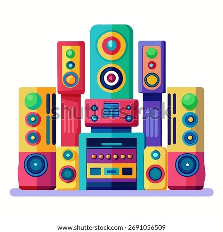 home theater system colorful vector on white