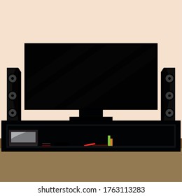 Sistema de cine en casa. Entretenimiento en casa - Ilustración vectorial