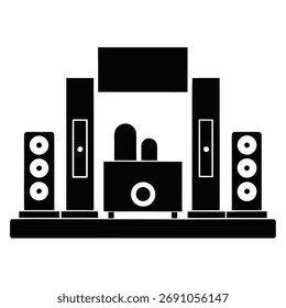 home theater system silhouette vector on white