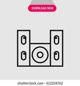 Home Theater System Vector Icon, The outlined symbol of home tv set. Simple, modern flat vector illustration for mobile app, website or desktop app 