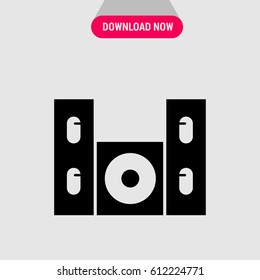 Home Theater System Vector Icon, The symbol of home tv set. Simple, modern flat vector illustration for mobile app, website or desktop app 