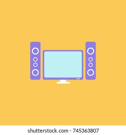 Home theater system vector isolated in yellow background