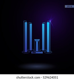 Home theater vector icon. Graphic symbol for web design, logo. Isolated sign on a black background.