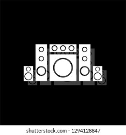 Home theater. White flat simple icon with shadow