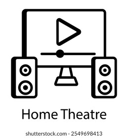 Home theatre icon in line style 