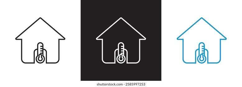 Home thermostat  icon, simple house temperature flat design pictogram vector. App ,logo ,  web webpage button interface elements. isolated on white and black background. Vector illustration. EPS 10