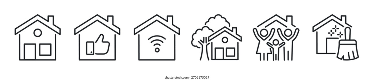 Home thin line icon set. Web minimal icons